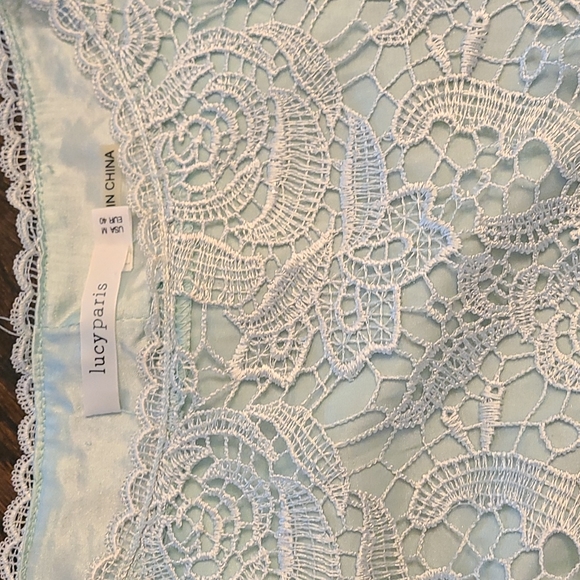 Mint Green Lace Backless Dress - Picture 3 of 4